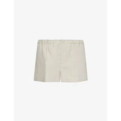 Valentino Linen Shorts With Button Detail In Beige