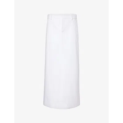 Valentino Garavani Womens Bianco Ottico High-rise Slim-fit Cotton Midi Skirt