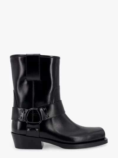 Valentino Garavani Women Biker Leather Boots With Iconic Studs