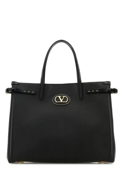 Valentino Garavani Black Leather Antibes Shopping Bag