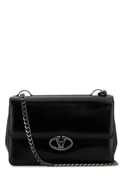 Valentino Garavani Women Black Leather Medium Vlogo Shoulder Bag