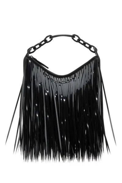 Valentino Garavani Women Black Leather Mini Hobo Vlogo Moon Handbag