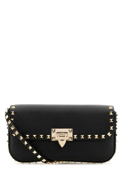 Valentino Garavani Women Black Leather Rockstud Crossbody Bag