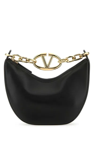 Valentino Garavani Women Black Leather Small Hobo Vlogo Moon Handbag