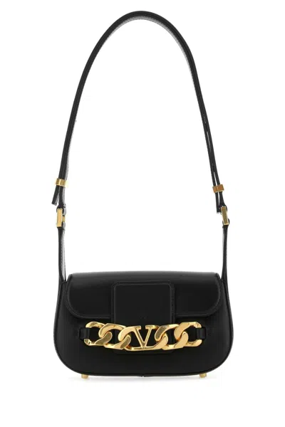 Valentino Garavani Women Black Leather Small Vlogo Chain Crossbody Bag