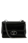 Valentino Black Leather Small Vlogo Shoulder Bag In Black