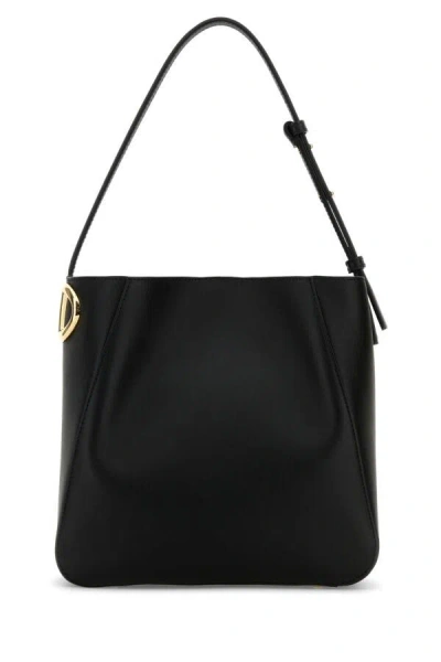 Valentino Garavani Women Black Leather Vlogo Bucket Bag