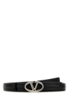 Valentino Leather Belt With Adjustable Length And Silver-tone Hardware In Black