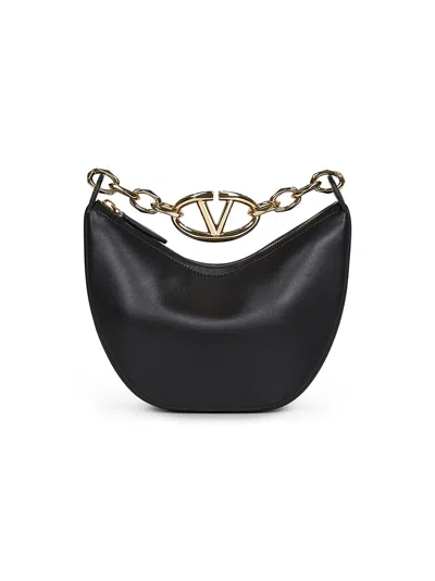 Valentino Garavani Women Black Mini Hobo Vlogo Moon Bag