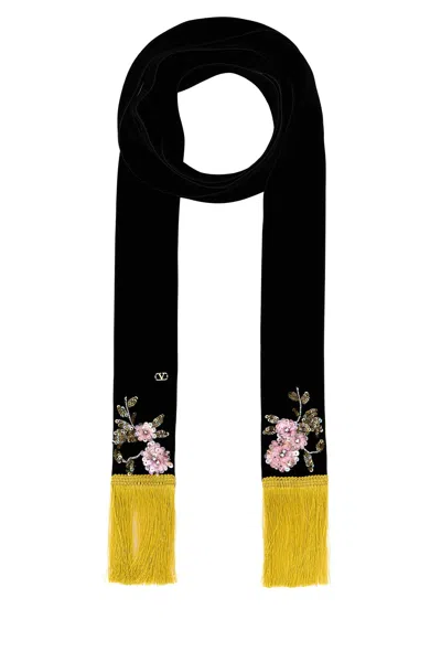 Valentino Garavani Women Black Velvet Scarf