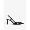 VALENTINO GARAVANI VALENTINO GARAVANI WOMEN'S BLACK VLOGO BRAND-EMBOSSED LEATHER HEELED COURTS