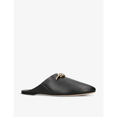 Valentino Garavani Womens Black Vlogo Gate Leather Loafers
