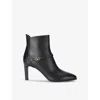 Valentino Garavani Womens Black Vlogo-plaque Leather Ankle Boots In Black