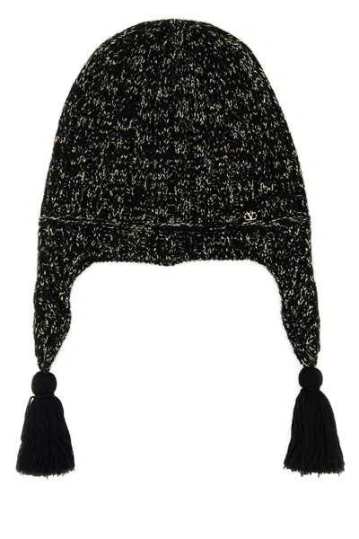 Valentino Garavani Women Black Wool Blend Beanie