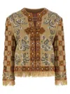 Valentino Garavani Linen Blazer With Intricate Ethnic Embroidery In Brown