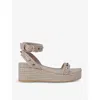 Valentino Garavani Rockstud Torchon Espadrille Wedge Sandal In Blush
