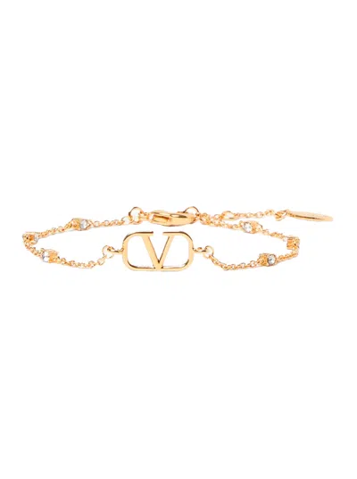 Valentino Garavani Signature Chain Bracelet Swarovski Crystals In Gold