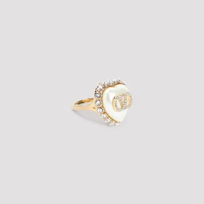Valentino Garavani Heart Crystal Metal Ring Adjustable Design In Multi