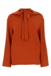 Valentino Garavani Brick Crepe Blouse In Red