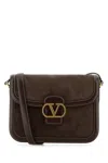 Valentino Garavani Women Brown Suede And Leather 9to5 Shoulder Bag