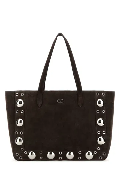 Valentino Garavani Women Brown Suede Nellcã´te Shopping Bag
