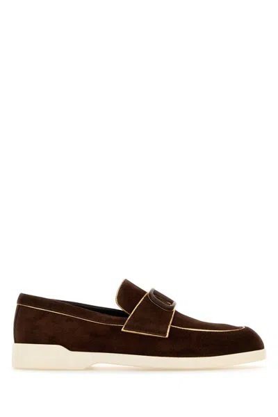 Valentino Garavani Brown Suede Vlogo Loafers
