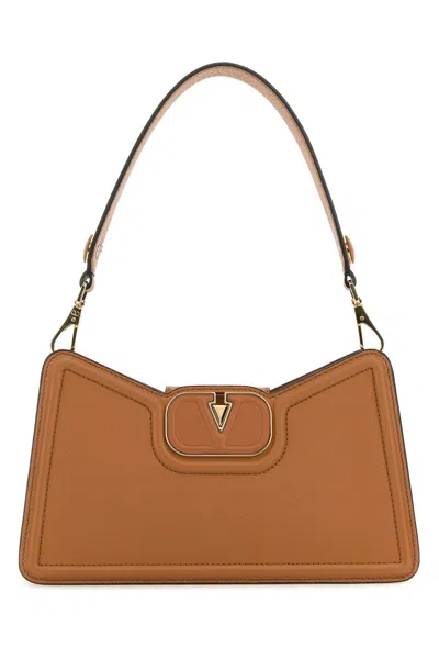 Valentino Garavani Handle Bag Rectangular Chain Accents In Brown