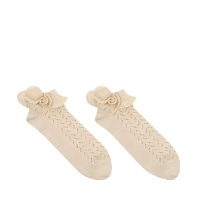 Valentino Garavani Women Cotton Short Socks With Pompom