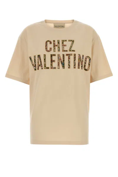 Valentino Garavani Logo-embroidered Cotton T-shirt In Brown