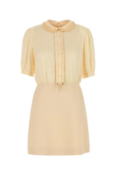 Valentino Garavani Women Cream Crepe Couture Mini Dress