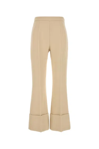Valentino Garavani Women Cream Wool Pant In Yellow