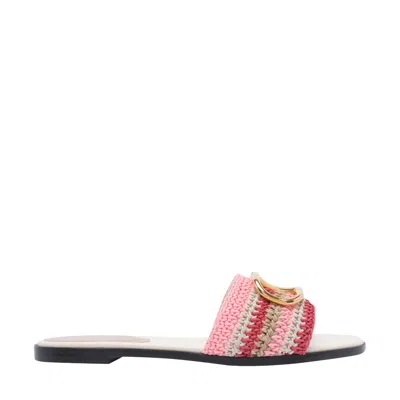 Valentino Garavani Women Crochet Embroidery Vlogo Signature Slide Sandals
