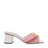 Valentino Heel Block Crochet Logo Woven Slide