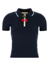 Valentino Garavani Women Dark Blue Cotton Polo Shirt