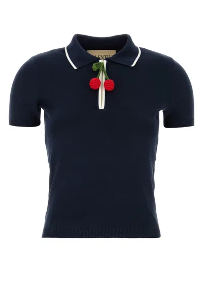 Valentino Garavani Women Dark Blue Cotton Polo Shirt