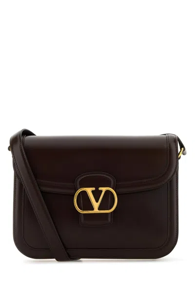 Valentino Garavani Women Dark Brown Leather 9to5 Shoulder Bag