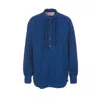 Valentino Garavani Women Denim Shirt With Ruches In Blue