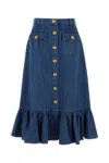 Valentino Garavani Blue Denim Cotton Skirt In Blue