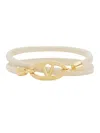 Valentino Garavani Women Double Twist Leather Bracelet With Vlogo In Cream