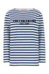 Valentino Long Sleeve Cotton T-shirt With Striped Pattern In Multicolor