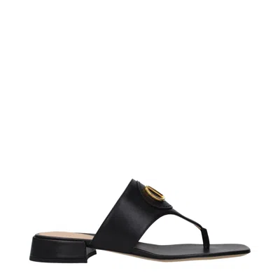Valentino Garavani Women's Flip Flops Leather Black
