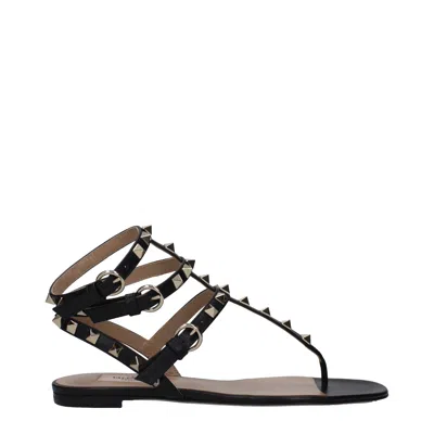 Valentino Garavani Women's Flip Flops Leather Black