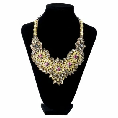 Pre-owned Valentino Garavani Women's Floral Crystal Collar Statement Necklace In Multicolor