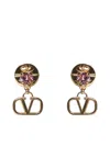 Valentino Garavani Women Gold-tone Vlogo Signature Earrings With Pink Swarovski Crystals In Gold