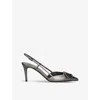 Valentino Womens Gunmetal Vlogo Slingback Leather Heeled Courts In Gunmetal