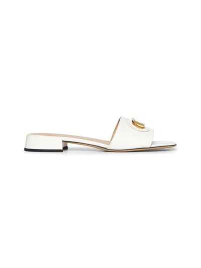 Valentino Garavani Women Ivory Calfskin Vlogo Signature Slide Sandals