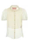 Valentino Chiffon Shirt With Lace And Ruffles In White