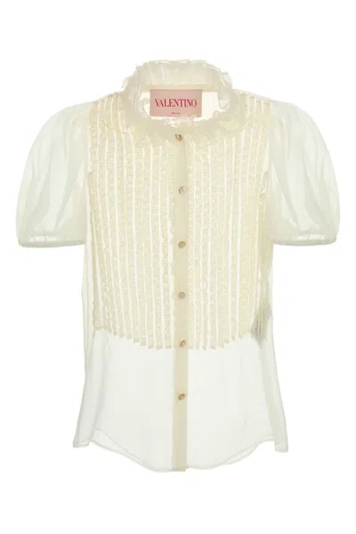 Valentino Garavani Women Ivory Chiffon Shirt In White