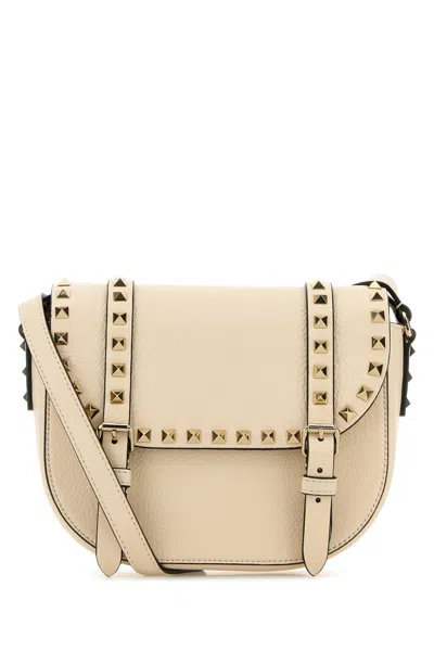 Valentino Garavani Women Ivory Leather Rockstud Crossbody Bag In White