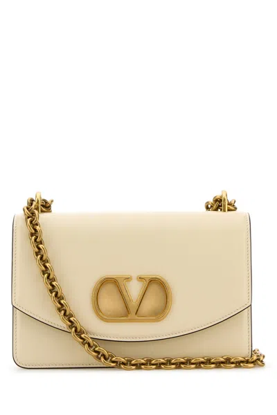 Valentino Garavani Women Ivory Leather Vlogo Signature Shoulder Bag